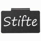 Etikettenhalter aus PVC in Schwarz 4x7cm - Beschriftungsclip für Aufbewahrungsboxen für Regal Schubladen Schranktüren bis 1,5cm zum Einhängen Aufstecken Korbetiketten