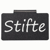 Etikettenhalter aus PVC in Schwarz 4x7cm - Beschriftungsclip für Aufbewahrungsboxen für Regal Schubladen Schranktüren bis 1,5cm zum Einhängen Aufstecken Korbetiketten