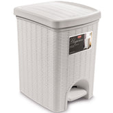 Mülleimer Treteimer 20 Liter mit separatem Inneneiner eckig 30x27x37cm Rattanoptik Kunststoff - Pedal zum Öffnen und Schliessen - Küche Pedaleimer Papierkorb Eimer Abfalleimer Abfallbehälter Mülltonne