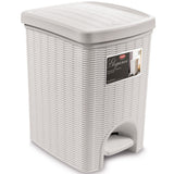 Mülleimer Treteimer 20 Liter mit separatem Inneneiner eckig 30x27x37cm Rattanoptik Kunststoff - Pedal zum Öffnen und Schliessen - Küche Pedaleimer Papierkorb Eimer Abfalleimer Abfallbehälter Mülltonne