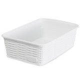 Aufbewahrungskörbchen WEIß Rattan-Optik - klein 19.5x13x6cm - LEBENSMITTELECHT Ordnungskorb Ordnungsbox Schubladenorganizer Schublade Organizerbox Ordnungssystem