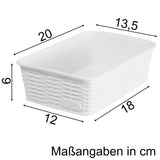 Aufbewahrungskörbchen WEIß Rattan-Optik - klein 19.5x13x6cm - LEBENSMITTELECHT Ordnungskorb Ordnungsbox Schubladenorganizer Schublade Organizerbox Ordnungssystem