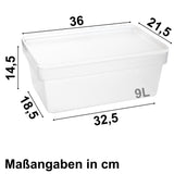 Ordnungsbox mit Deckel - stapelbar - milchig-transparent - Schuhbox - 14,5 cm hoch 21,5x36x14,5 cm - 9 Liter - Ordnungskorb