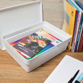 Ordnungsbox mit Deckel - stapelbar - DINA4-Format - 12 cm hoch 36,5x26x12 cm - 11 Liter - Ordnungskorb