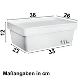 Ordnungsbox mit Deckel - stapelbar - weiß - DINA4-Format - 12 cm hoch 36,5x26x12 cm - 11 Liter - Ordnungskorb