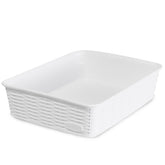Aufbewahrungskörbchen WEIß Rattan-Optik - DINA5 24.5x19x6cm LEBENSMITTELECHT - Ordnungskorb Ordnungsbox Schubladenorganizer Organizerbox Ordnungssystem