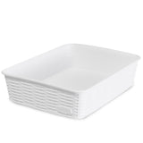 Aufbewahrungskörbchen WEIß Rattan-Optik - DINA5 24.5x19x6cm LEBENSMITTELECHT - Ordnungskorb Ordnungsbox Schubladenorganizer Organizerbox Ordnungssystem