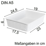 Aufbewahrungskörbchen WEIß Rattan-Optik - DINA5 24.5x19x6cm LEBENSMITTELECHT - Ordnungskorb Ordnungsbox Schubladenorganizer Organizerbox Ordnungssystem