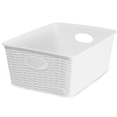 Aufbewahrungskörbchen WEIß Rattan-Optik - DINA5 24.5x19x10cm - LEBENSMITTELECHT Ordnungskorb Ordnungsbox Schubladenorganizer Organizerbox Ordnungssystem
