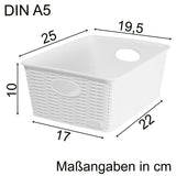 Aufbewahrungskörbchen WEIß Rattan-Optik - DINA5 24.5x19x10cm - LEBENSMITTELECHT Ordnungskorb Ordnungsbox Schubladenorganizer Organizerbox Ordnungssystem