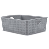 Aufbewahrungskörbchen WEIß Rattan-Optik - DINA4 35x28x12cm - LEBENSMITTELECHT Ordnungskorb Ordnungsbox Schubladenorganizer Schublade Organizerbox Ordnungssystem