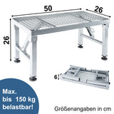 Caravan Trittstufe Klappbare Stufe 50x26x26 cm aus beschichtetem Stahl bis zu 150kg belastbar mit Gitterrost Einstiegshilfe Einzeltritt Faltbar Wohnwagen Wohnmobil Fußbank Trittleiter