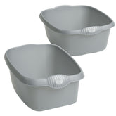 2x Schüsseln eckig - grau - Waschschüssel Spülschüssel Wasserschüssel Lebensmittelecht Kunststoff Spüle Haushaltsschüssel Universal Küchenschüssel Pflege nestbar Waschbecken