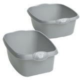 2x Schüsseln eckig - grau - Waschschüssel Spülschüssel Wasserschüssel Lebensmittelecht Kunststoff Spüle Haushaltsschüssel Universal Küchenschüssel Pflege nestbar Waschbecken