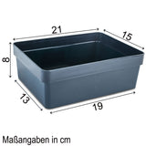 Ordnungsbox - 21x15x8 cm - 2,2 Liter - Ordnungskorb Schubladenorganizer Organizerbox Ordnungssystem Kunststoff Aufbewahrung Schrank Bad