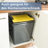 4x 25 Liter Mülltonne Schwarz-Gelb-Blau-Grün-Rot Recyclingtonne 19x40x50cm mit abnehmbarem Klappdeckel - Schmal Küche Mistkübel Trash Bin Gelber Sack Groß Küchenabfalleimer Papiermülleimer