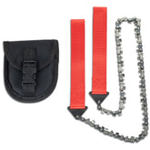 Outdoor Handkettensäge - 33 scharfe Zähne mit Gürteltasche Camping Survival Sägelänge 65 cm - Holzsäge Handsäge Mini Kettensäge