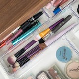 Schubladen Ordnungssystem 32x8 cm klar transparent 5,5 cm hoch Antislip - Organizer für Schminktisch Kosmetik Bad Küche Büro Box Kiste Besteck Aufbewahrungsbox klein Ordnungsbox Schubladeneinsatz