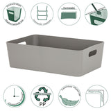 Ordnungsbox - taupe - Lederoptik - 39,5 x 24,5 cm - Schubladenorganizer Ordnungskorb Organizerbox - Ordnungssystem Kunststoff - Aufbewahrung Bad Korb Schrank Schreibtisch Kiste