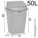 50 Liter Mülleimer mit Klappdeckel 31x42x64 cm - grau - Abfalleimer verschiedene Mengen