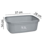 3 x Schüssel 9,5 Liter - rechteckig- 37x28x14cm - grau - Waschschüssel Spülschüssel Wasserschüssel Kunststoff Spüle Waschbecken Wanne Box - Fußpflege Fußwanne