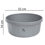 3 x Schüssel 8 Liter - rund- D-32x14cm - grau - Waschschüssel Spülschüssel Wasserschüssel Kunststoff Spüle Waschbecken Wanne Box - Abwaschschüssel