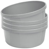 4 x Schüssel 8 Liter - rund- D-32x14cm - grau - Waschschüssel Spülschüssel Wasserschüssel Kunststoff Spüle Waschbecken Wanne Box - Abwaschschüssel