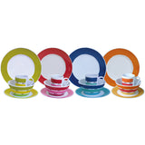 Camping Geschirr aus Melamin 16-teilig für 4 Personen, Bruchsicher, bunt modern