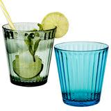 Melamin Geschirr Set Adria Blue für 2 Personen - 8 Teile Blau - mit farblich passenden Trinkgläsern 360 ml aus Acryl Steingutoptik Campinggeschirr Camping