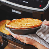 Air Fryer Förmchen 16x13x3,5 cm ovale Backform für die Heissluftfriteuse - klein Einsatz Stahlblech antihaftbeschichtet bis 230°C Backform