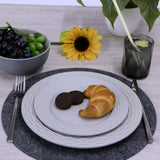 Melamin Geschirrset für 4 Personen - 16 Teile elegante Steingut Optik in Grau - mit grauem Trinkglas 300ml - Campinggeschirr Geschirrset Tafelgeschirr Spülmaschinengeeignet Tableware Outdoor Camping