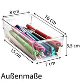 Schubladen Ordnungssystem 16x8 cm klar transparent 5,5 cm hoch Antislip - Organizer für Schminktisch Kosmetik Bad Küche Büro Box Kiste Besteck Aufbewahrungsbox klein Ordnungsbox Schubladeneinsatz