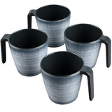 Melamin Geschirr Set Jesolo Grau für 4 Personen - 17 Teile - mit Tassen und Aufbewahrungstasche Steingutoptik Campinggeschirr Camping