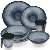 Melamin Geschirr Set Jesolo Grau für 2 Personen - 8 Teile - mit Tassen Steingutoptik Campinggeschirr Camping