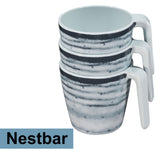 Melamin 2 Tassen 350 ml ideal für Camping - Schiefer - Stapelbar - Steingutoptik Trinkbecher Kaffeetasse Kaffeebecher