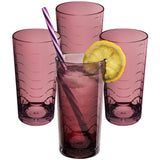 Melamin Geschirrset für 4 Personen - 16 Teile elegante Steingut Optik im warmen Rosé Ton - mit buntem Trinkglas 260ml - Campinggeschirr Geschirrset Tafelgeschirr Spülmaschinengeeignet Outdoor Camping