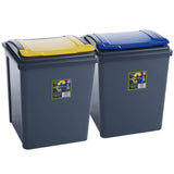 2x 50 Liter Mülltonne Schwarz Recyclingtonne 40x40x50cm mit abnehmbarem Klappdeckel - Küche Mistkübel Trash Bin Gelber Sack Groß Küchenabfalleimer Papiermülleimer