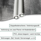 Doppelkederschiene 1,2 Meter Kederleiste - Kunststoff Leiste für Wohnwagen Wohnmobil Reisemobil Zelt Vorzelt Sonnensegel Schürzenleiste - Vorzeltschiene Durchmesser 8mm - Zuschneidbar - grau - 1,2 Meter