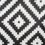 Vorzeltteppich schwarz weiß 200 x 180 cm mit Aufbewahrungstasche und 12 Clips zur Befestigung Strandmatte Zeltteppich Picknickdecke Spielteppich Unterlage Matte