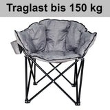 XXL-Campingstuhl 150 kg Tragkraft Mondstuhl klappbar Klappmaß 100x30cm gepolstert Getränkehalter und Tragetasche