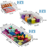 Schubladen Organizer 5,5cm hoch - 6 Teile 48x48 cm 3 Größen klar transparent Antislip - Organizer für Schminktisch Kosmetik Bad Küche Kiste Besteck Aufbewahrungsbox Ordnungsbox Schubladeneinsatz Ordnungssystem