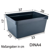 Ordnungsbox - DINA4-Format - 17 cm hoch 36,5x26x17 cm - 15 Liter - Ordnungskorb Schubladenorganizer Organizerbox Ordnungssystem Kunststoff Aufbewahrung Schrank Bad