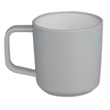 Melamin Geschirrset für 4 Personen - 16 Teile elegante Steingut Optik in Grau - mit 90°C-Tassen aus ABS-Kunstsoff mit Antislip - Campinggeschirr Geschirrset Tafelgeschirr Spülmaschinengeeignet Camping