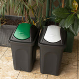 2x Mülleimer 30 Liter schwarz mit farbigem Schwingdeckel 29x36x51 cm Küche eckig Mülltonne, Abfalleimer Küche, Mistkübel, Trash Bin, Küchenabfalleimer, Papiermülleimer