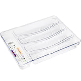 Transparenter Besteckkasten 33x23x5 cm mit 5 Fächern - Besteckeinsatz für Schubladen Organizer Schubladeneinsatz Besteckbox Box Besteckkorb Bestecksortierer
