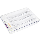 Transparenter Besteckkasten 33x23x5 cm mit 5 Fächern - Besteckeinsatz für Schubladen Organizer Schubladeneinsatz Besteckbox Box Besteckkorb Bestecksortierer