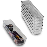 Schubladen Ordnungssystem 32x8 cm klar transparent 5,5 cm hoch Antislip - Organizer für Schminktisch Kosmetik Bad Küche Büro Box Kiste Besteck Aufbewahrungsbox klein Ordnungsbox Schubladeneinsatz