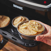 Air Fryer Förmchen Ø10,5x2,5 cm runde kleine Backförmchen für die Heissluftfriteuse - Zubehör klein Einsatz Stahlblech antihaftbeschichtet bis 230°C Backform