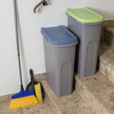 2x 40 Liter Mülleimer mit Rollen Schmal Deckel Recycling Mülltrennung Abfalleimer Abfallbehälter Müll Küche rechteckig Abfallsammler Kunststoff Eimer Mülltonne Schmal Müllsackhalterung