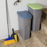 2x 40 Liter Mülleimer mit Rollen Schmal Deckel Recycling Mülltrennung Abfalleimer Abfallbehälter Müll Küche rechteckig Abfallsammler Kunststoff Eimer Mülltonne Schmal Müllsackhalterung